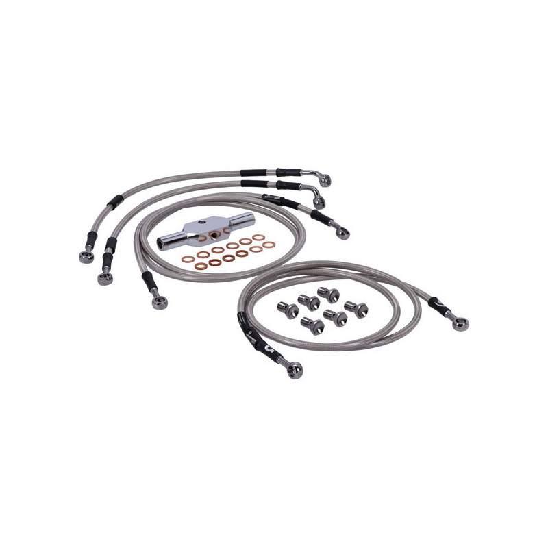 MCS by Goodridge brake line front, stainless clear coated