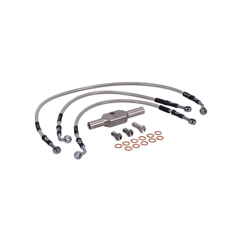 MCS by Goodridge brake line front, stainless clear coated