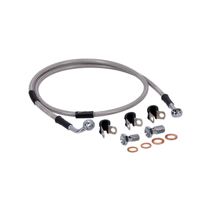MCS by Goodridge brake line front, stainless clear coated