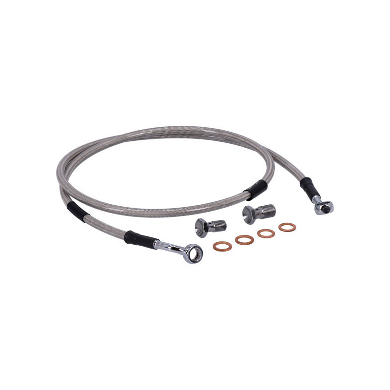 MCS by Goodridge brake line front, stainless clear coated