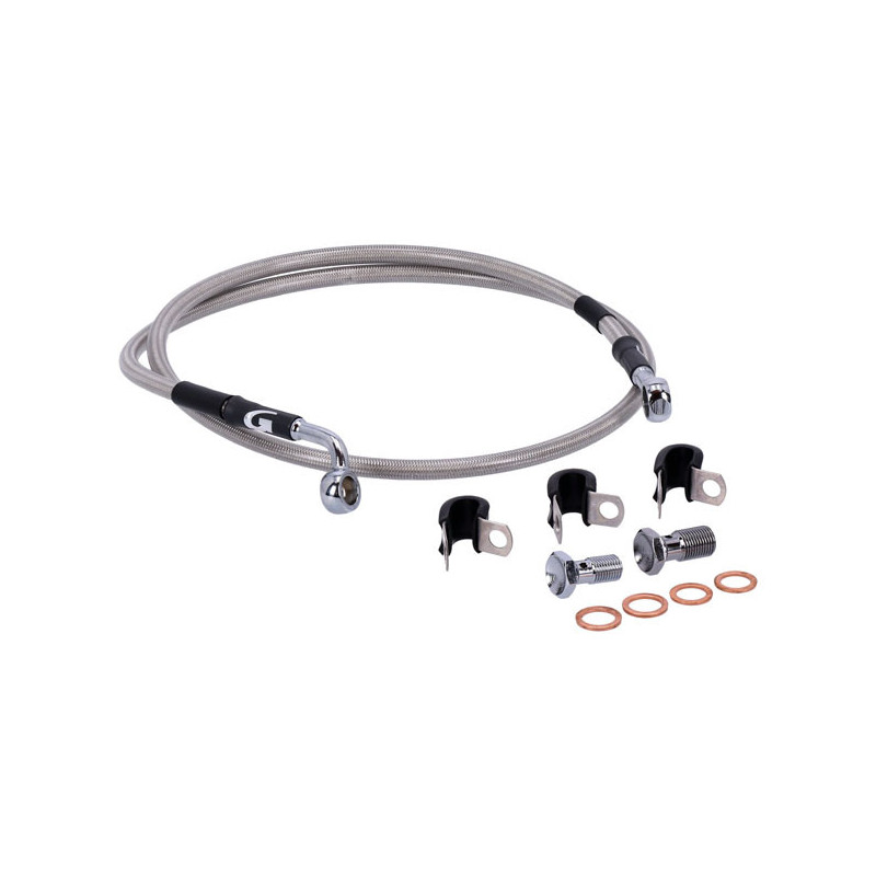 MCS by Goodridge brake line front, stainless clear coated