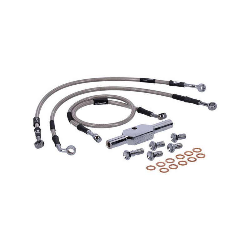 MCS by Goodridge brake line front, stainless clear coated