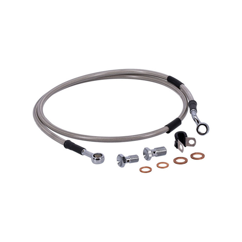 MCS by Goodridge brake line front, stainless clear coated