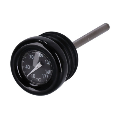 Oil tank dipstick with temperature gauge. Black w/black face