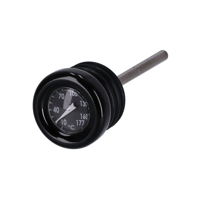 Oil tank dipstick with temperature gauge. Black w/black face