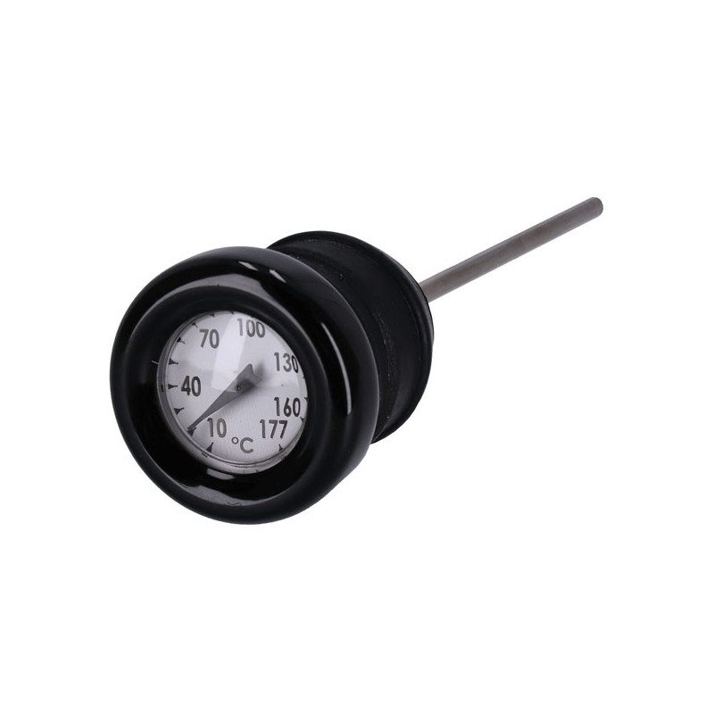 Oil tank dipstick with temperature gauge. Black w/white face