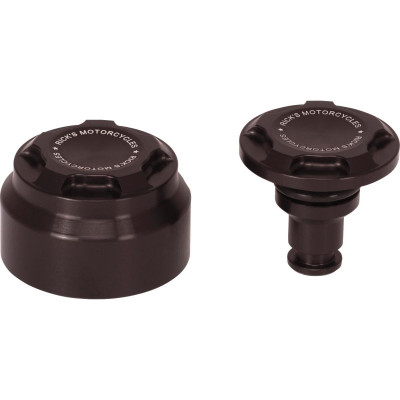  Premium Swing Arm Axle Cover with Ricks Logo Satin Black Powder Coated 