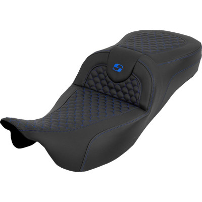 Extended Reach RoadSofa™ Seat - Dragon Scale - w/o Backrest - Blue Stitch - FLH/FLT '08-'25