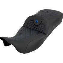 Extended Reach RoadSofa™ Seat - Dragon Scale - w/o Backrest - Blue Stitch - FLH/FLT '08-'25