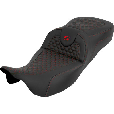 Extended Reach RoadSofa™ Seat - Dragon Scale - w/o Backrest - Red Stitch - FLH/FLT '08-'25