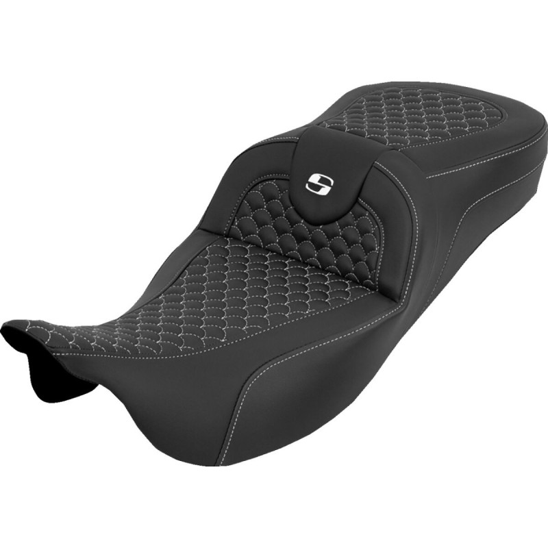 Extended Reach RoadSofa™ Seat - Dragon Scale - w/o Backrest - White Stitch - FLH/FLT '08-'25