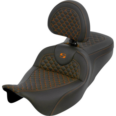Roadsofa™ Seat - Dragon Scale Stitch - Orange Stitch - w/ Backrest