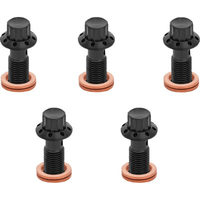 BOLT BANJO 5-PK M10x1.25 BLACK 12-PT SINGLE F/R MC SOFTAIL