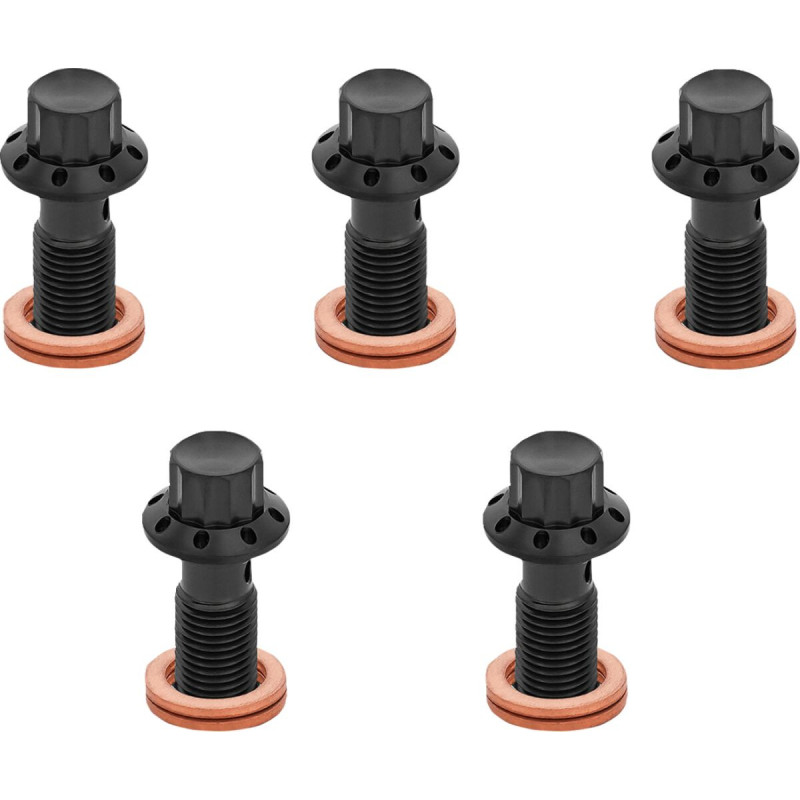 BOLT BANJO 5-PK M10x1.25 BLACK 12-PT SINGLE F/R MC SOFTAIL