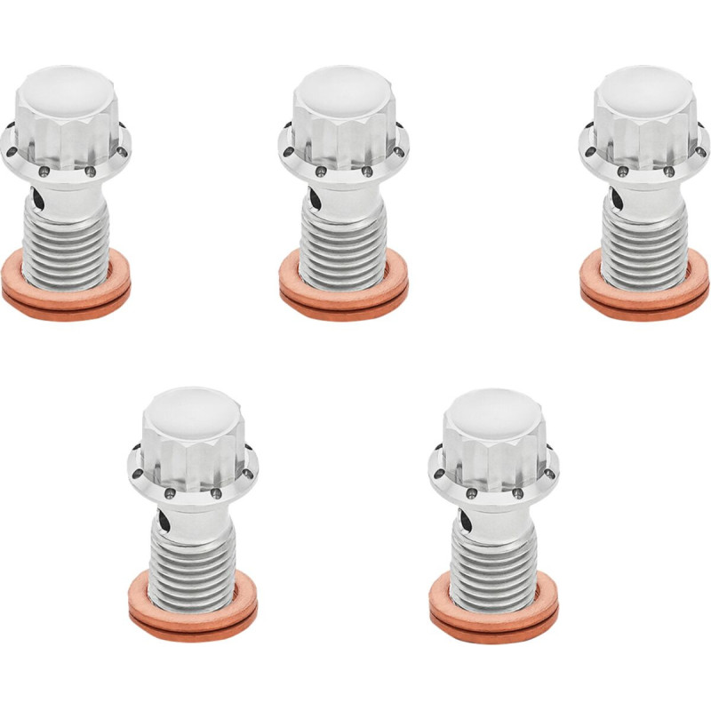 BOLT BANJO 5-PK M12x1.25 POLISHED 12-PT DUAL F/R MC SOFTAIL