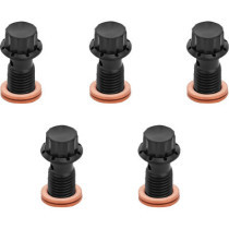 BOLT BANJO 5-PK M12x1.25 BLACK 12-PT DUAL F/R MC SOFTAIL