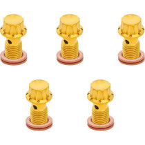 BOLT BANJO 5-PK M12x1.25 GOLD 12-PT DUAL F/R MC SOFTAIL