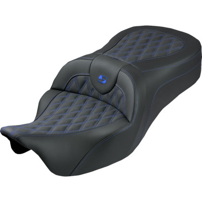 Roadsofa™ King Seat - Lattice Stitch - Blue Stitch - FLH/FLT '08-'25