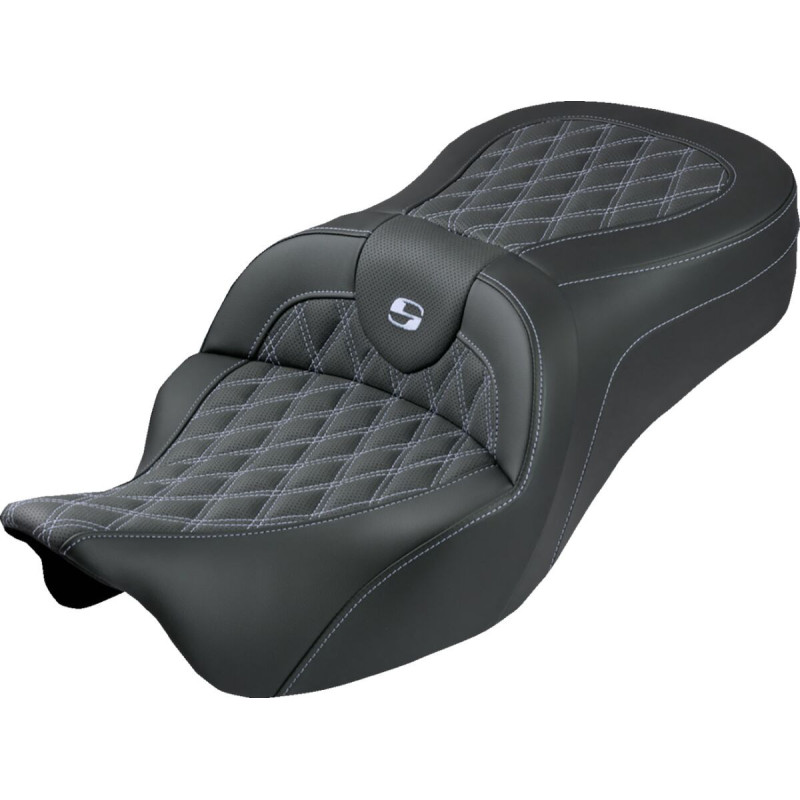 Roadsofa™ King Seat - Lattice Stitch - Silver Stitch - FLH/FLT '08-'25