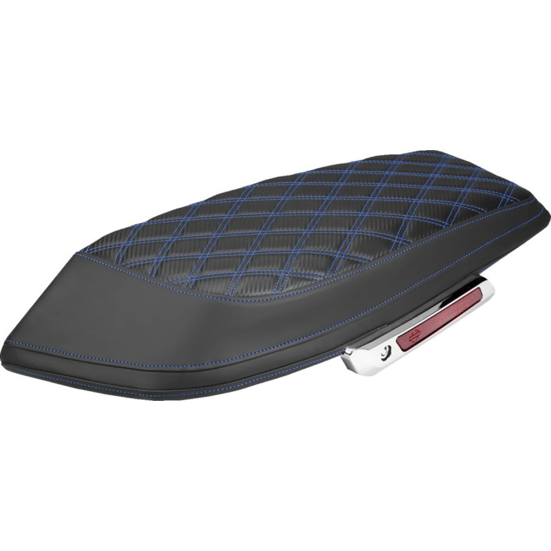 Saddlebag Lid Covers - Lattice - Carbon Fiber - Blue Stitch- FLH/FLT '23-'25