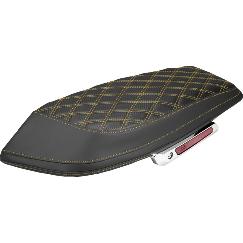 Saddlebag Lid Covers - Lattice - Carbon Fiber - Gold Stitch - FLH/FLT '23-'25