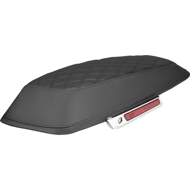 Saddlebag Lid Covers - Lattice - Carbon Fiber - Black Stitch - FLH/FLT '14-'24
