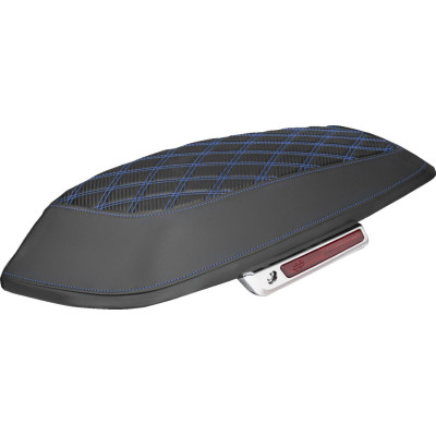 Saddlebag Lid Covers - Lattice - Carbon Fiber - Blue Stitch - FLH/FLT '14-'24