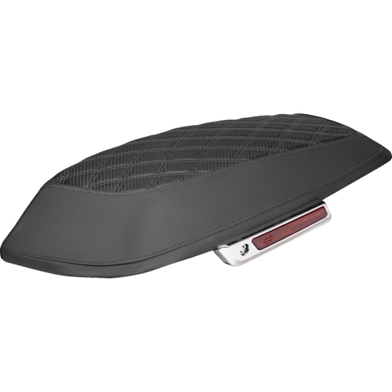 Saddlebag Lid Covers - Lattice - Carbon Fiber - Gray Stitch - FLH/FLT '14-'24