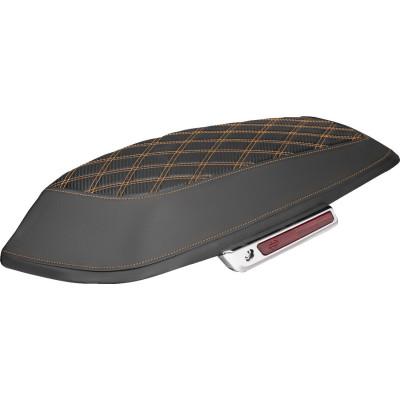 Saddlebag Lid Covers - Lattice - Carbon Fiber - Orange Stitch - FLH/FLT '14-'24