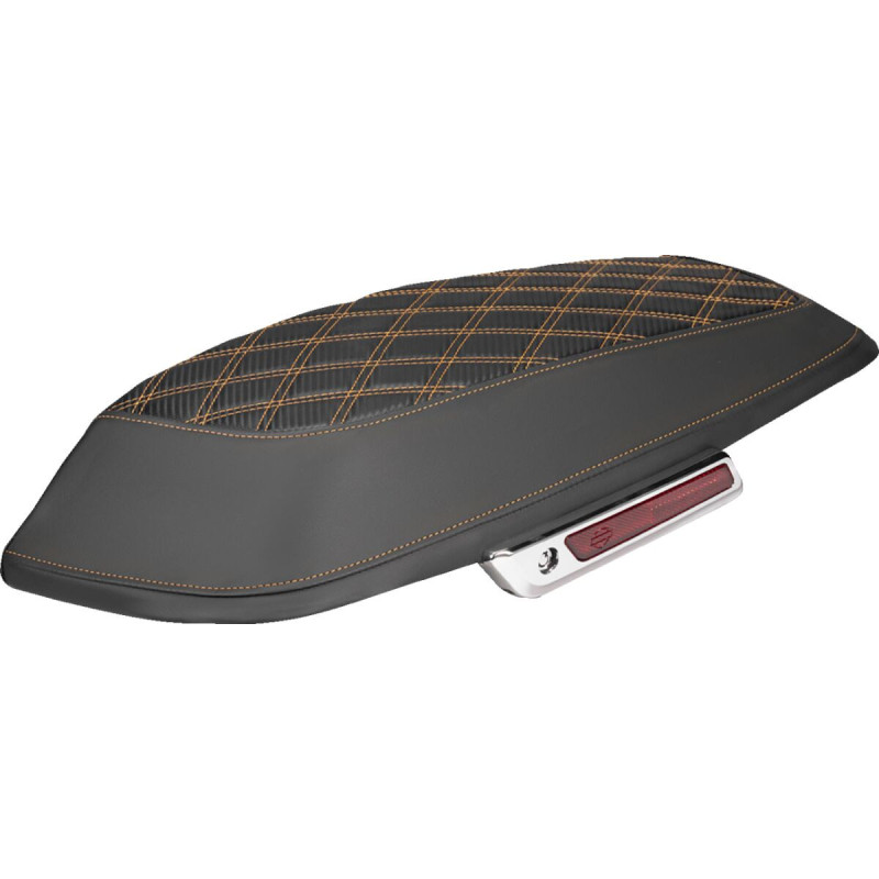 Saddlebag Lid Covers - Lattice - Carbon Fiber - Orange Stitch - FLH/FLT '14-'24