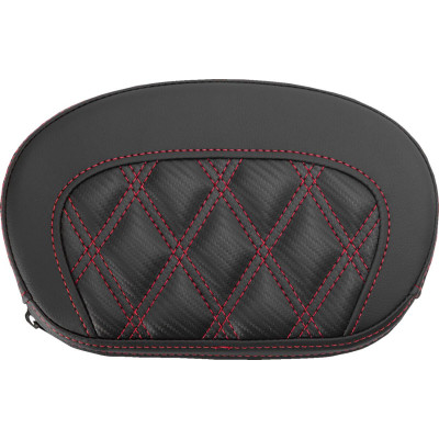 Mini Contour Sissy Bar Pad - Lattice Stitch - Carbon Fiber - Red Stitch