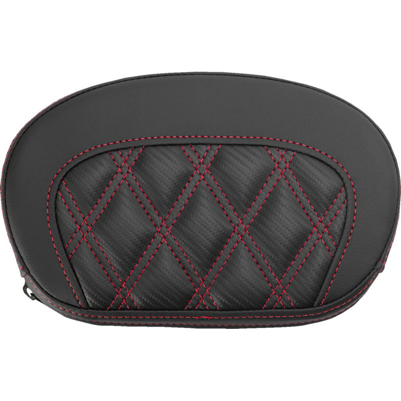 Mini Contour Sissy Bar Pad - Lattice Stitch - Carbon Fiber - Red Stitch