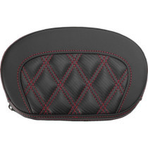Mini Contour Sissy Bar Pad - Lattice Stitch - Carbon Fiber - Red Stitch
