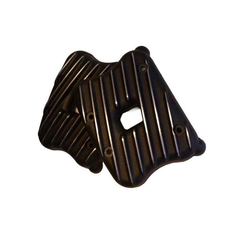 EMD, Sportster Ribster rocker cover set. Black Cut