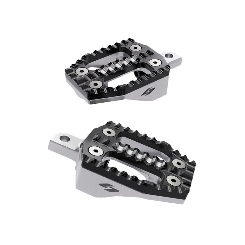Kraus, EXO foot peg peg set. Black alu top / Machi. alu base