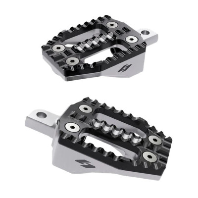 Kraus, EXO foot peg set.  Black alu top / Machined alu base