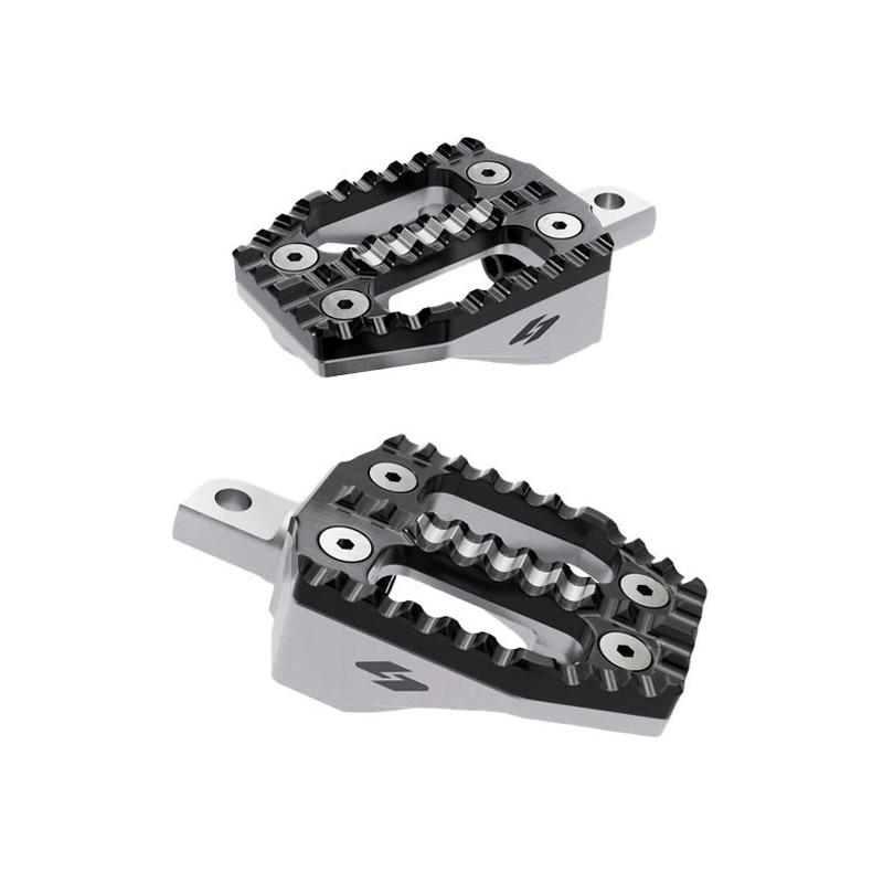 Kraus, EXO foot peg set.  Black alu top / Machined alu base