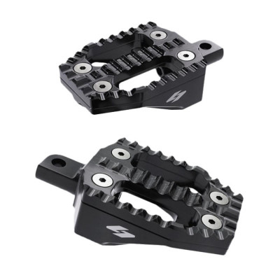 Kraus, EXO foot peg set. Black alu top / Black alu base