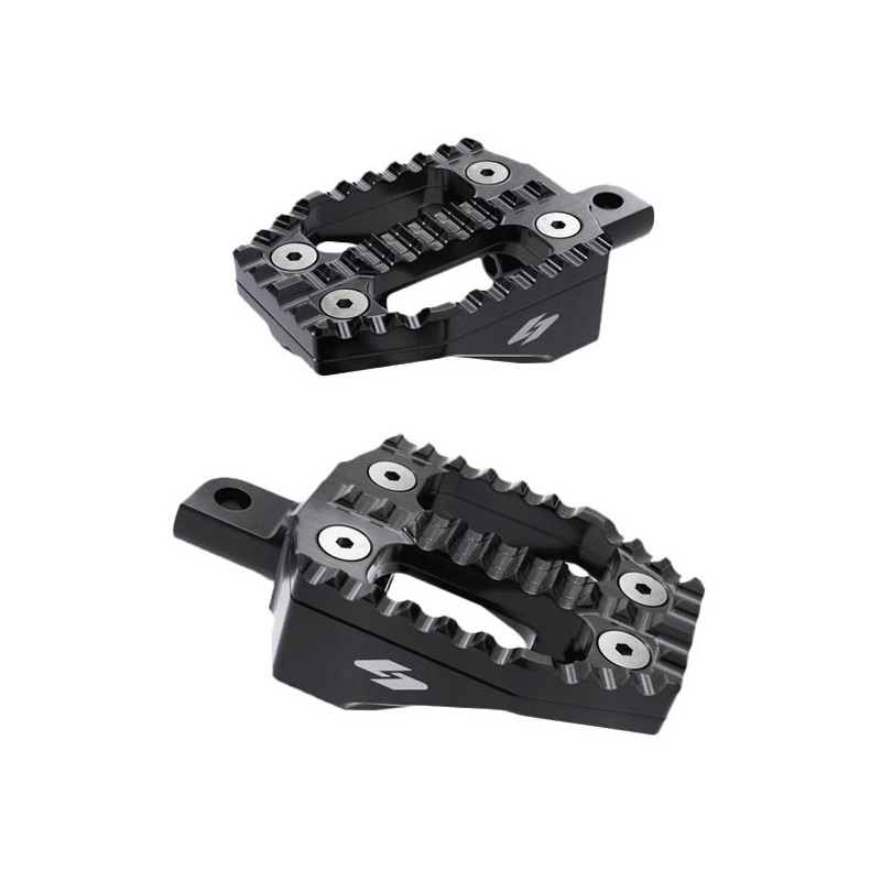 Kraus, EXO foot peg set. Black alu top / Black alu base