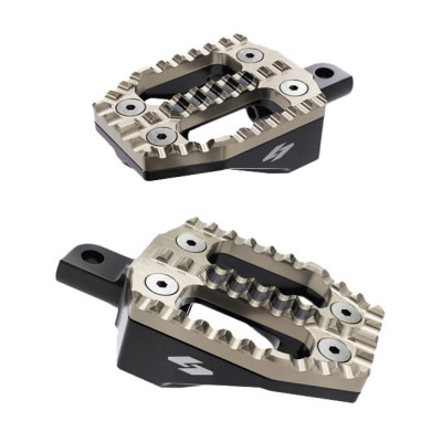 Kraus, EXO foot peg set. Gold stainless top / Black alu base